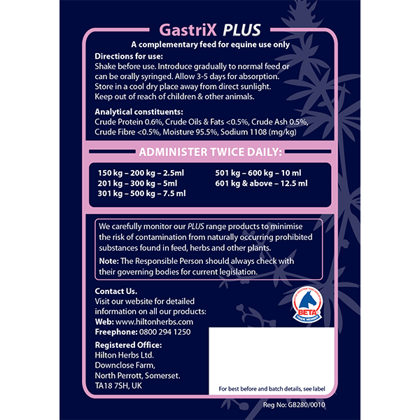 GastriX PLUS - back label